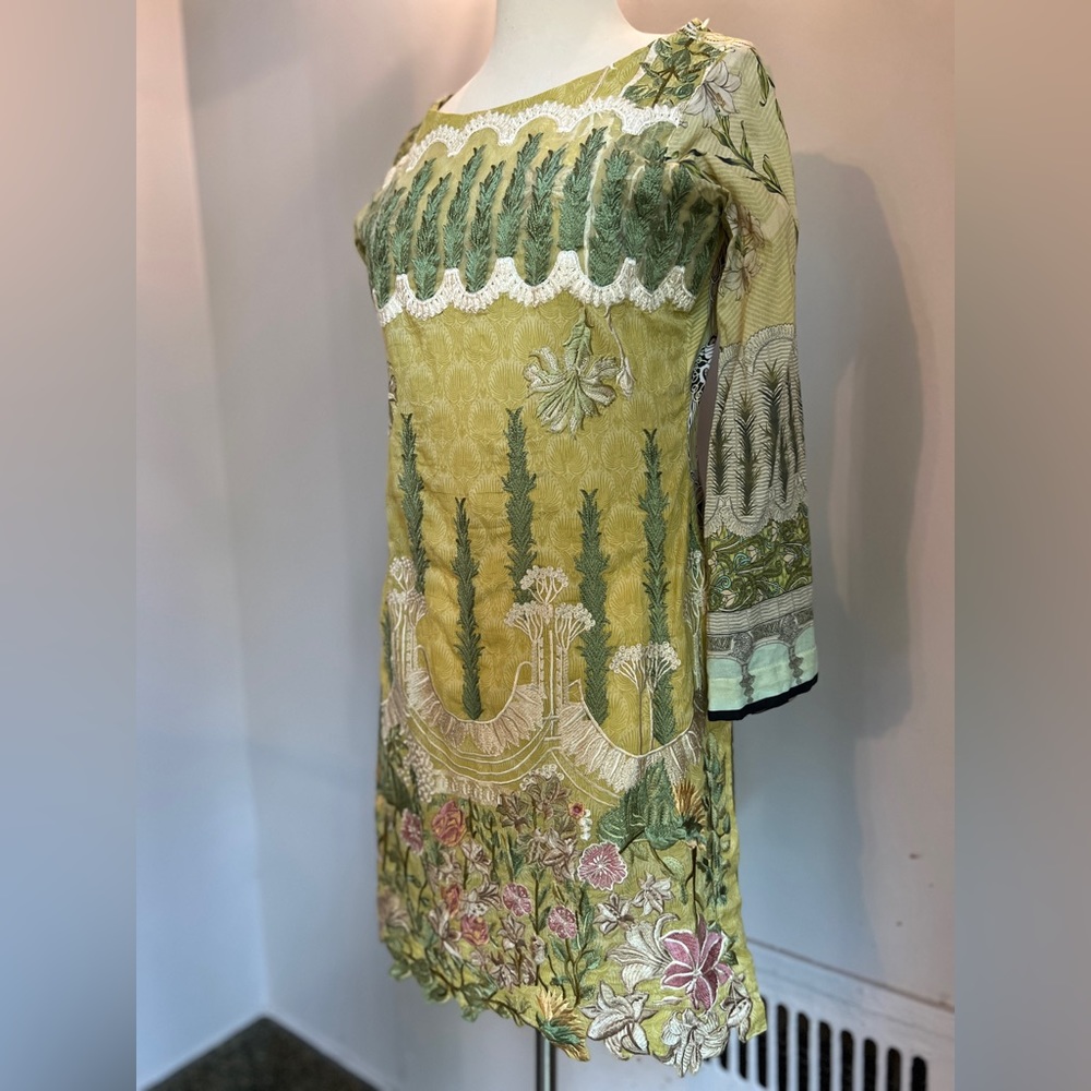 Beautiful and slightly trippy kameez top. Stunning embroidery. Size small